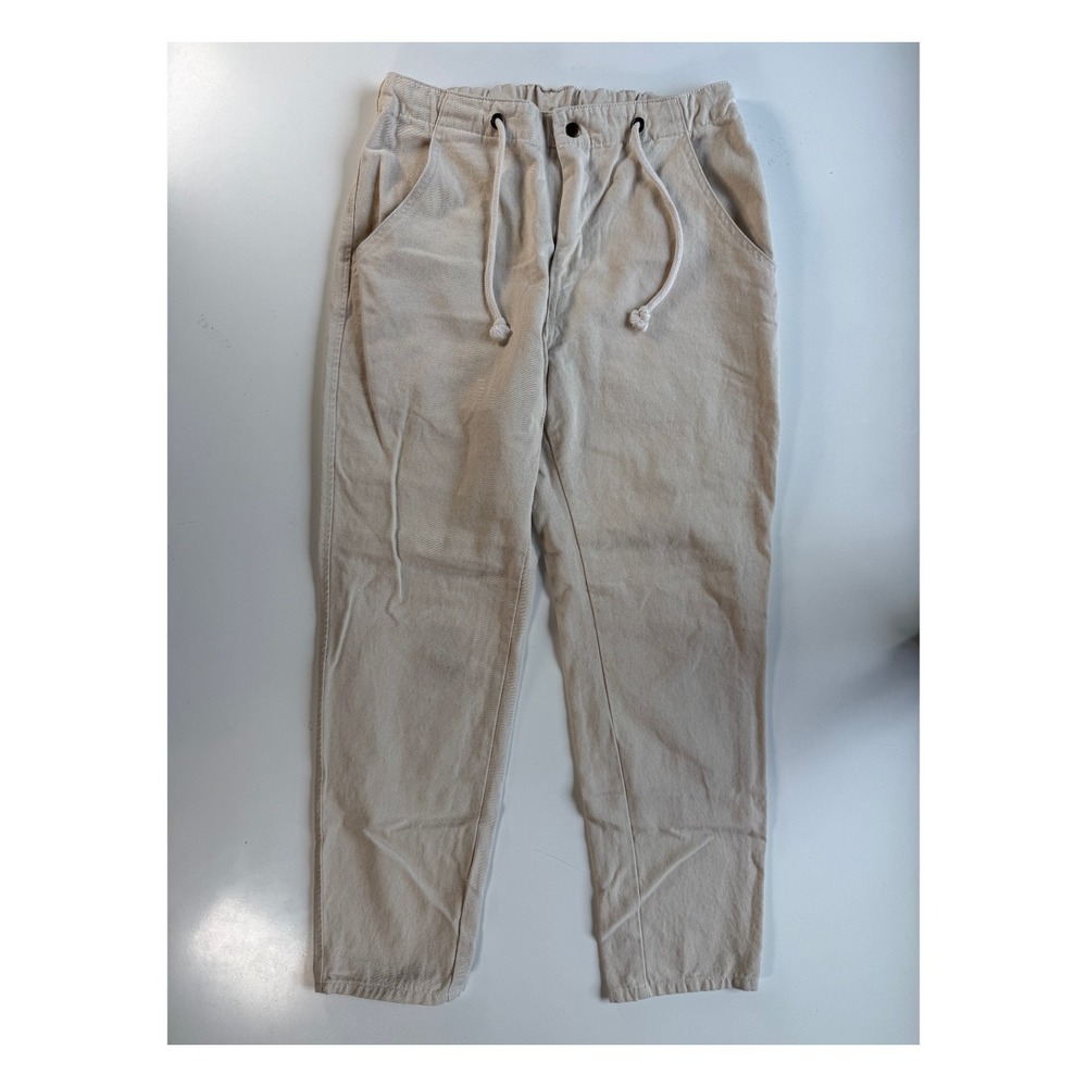 FINERY Pull On Elastic Waist Drawstring Pant Mens 32 Ivory Cotton Made in‎ USA